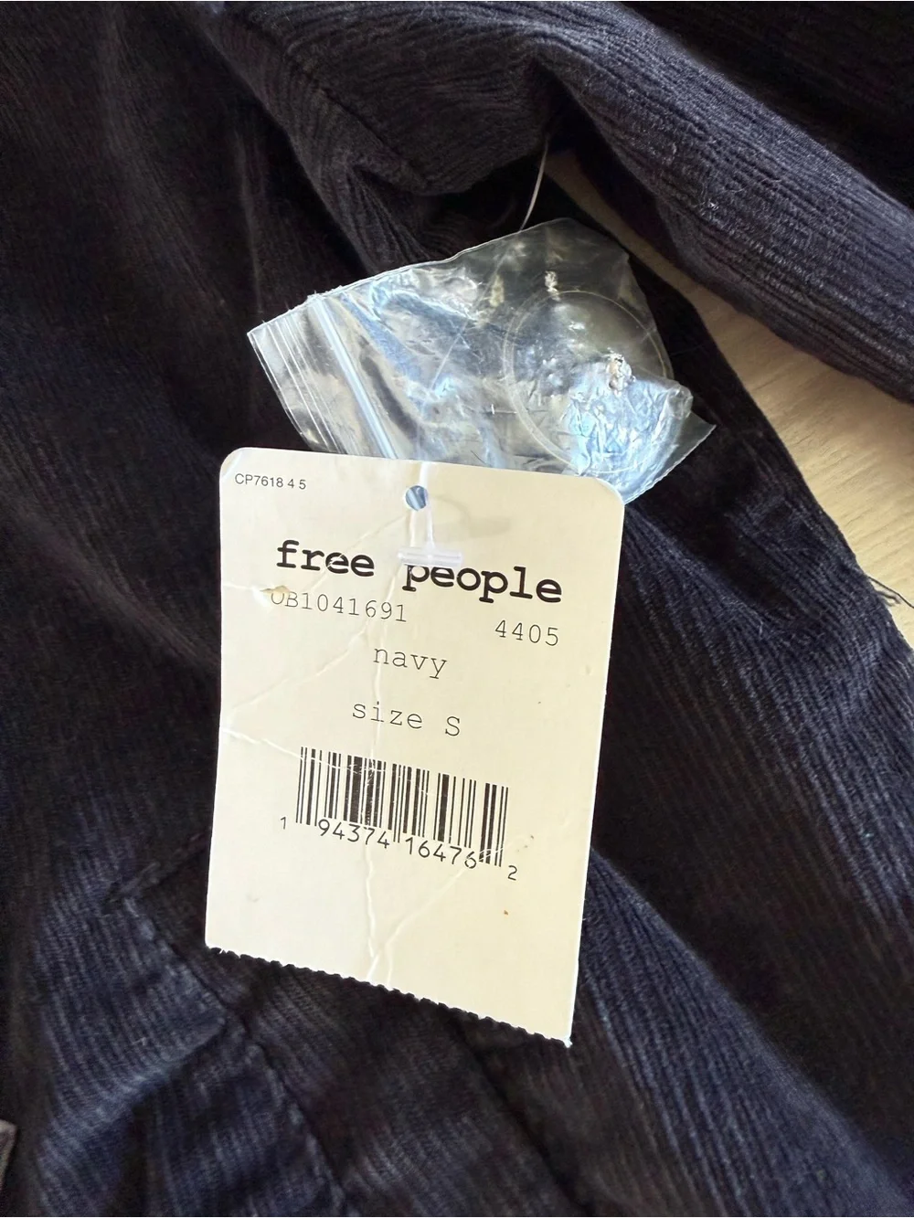 Free People Atlas Cord Bomber Jacket Navy Small NWT